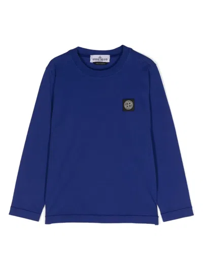 Stone Island Kids' Compass-appliqué Cotton Sweatshirt In Blue