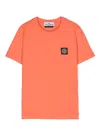 Stone Island Compass-appliqué Cotton T-shirt In Orange