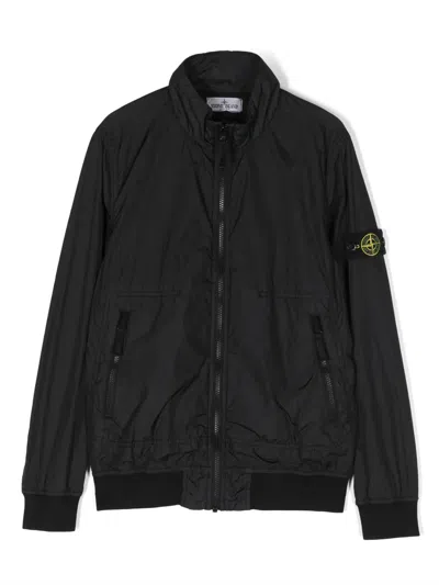 Stone Island Kids' Compass-badge Bomber Jacket In Black