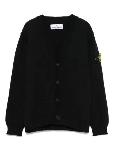 Stone Island Kids' Compass-badge Cardigan In Black
