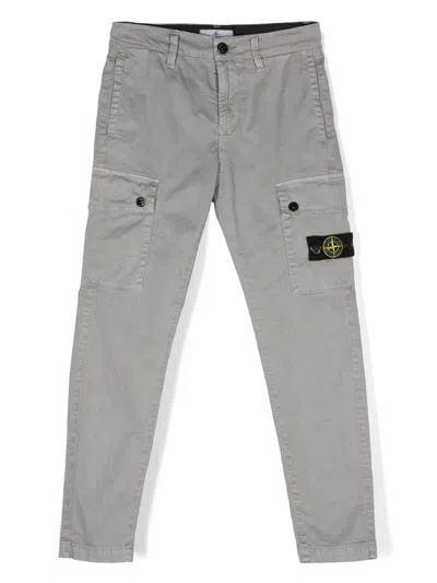 Stone Island Junior Kids' Compass-badge Cargo Pants In Grey