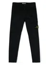 Stone Island Blue Pants With Elastic Waist And Logo Patch On The Pocket In Cotton Stretch Boy In Black