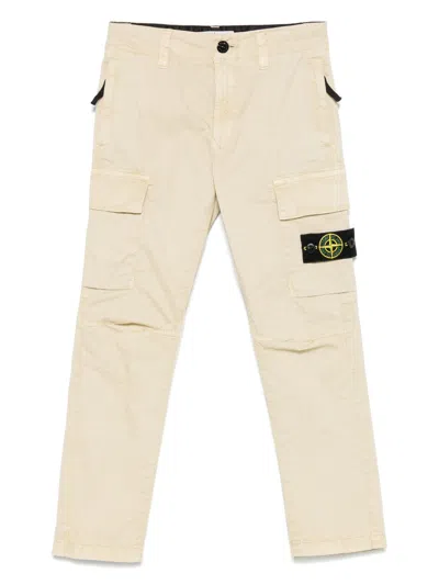 Stone Island Kids' Slim-cut Cargo Trousers In Neutrals