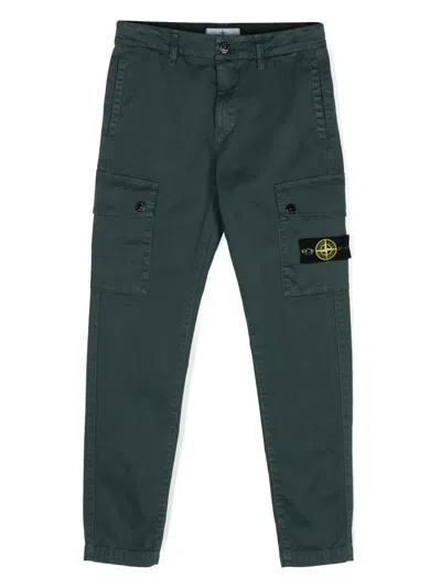 Stone Island Kids' Compass-badge Corduroy Trousers In 绿色