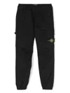 Stone Island Kids' Compass-badge Cotton Cargo Trousers In 黑色