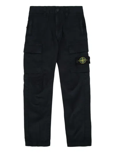 Stone Island Kids' Compass-badge Cargo Trousers In Blue