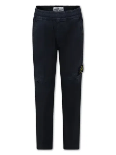 Stone Island Kids' Compass-badge Cargo Trousers In Blue
