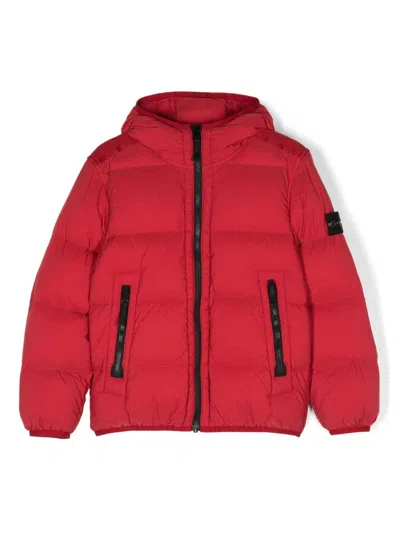 Stone Island Kids' Compass-badge Coat In Red