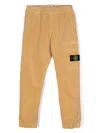 Stone Island Compass-badge Corduroy Tapered Trousers In Yellow