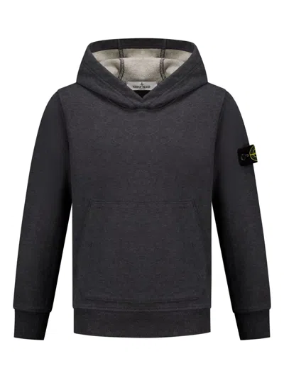 Stone Island Kids' Compass-badge Cotton Hoodie In 灰色