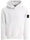 Stone Island Ivory Sweathirt For Boy With Compass In White
