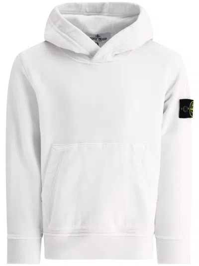 Stone Island Kids' Ivory Sweathirt For Boy With Compass In Bianco