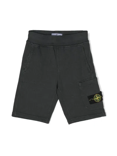 Stone Island Kids' Compass-badge Cotton Shorts In Grey