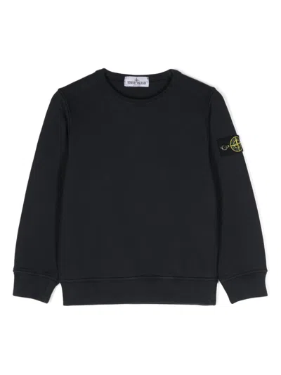 Stone Island Junior Kids' Compass-badge Cotton Sweatshirt In 蓝色