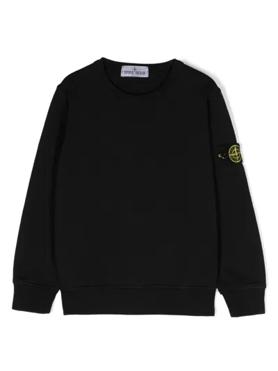 Stone Island Kids' Compass-badge Cotton Sweatshirt In Black