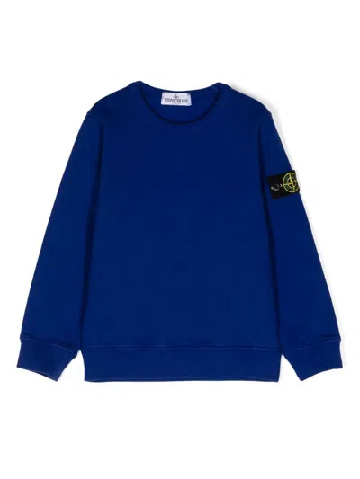 Stone Island Kids' Compass-badge Cotton Sweatshirt In Blue
