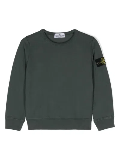Stone Island Kids' Compass-badge Cotton Sweatshirt In Blue