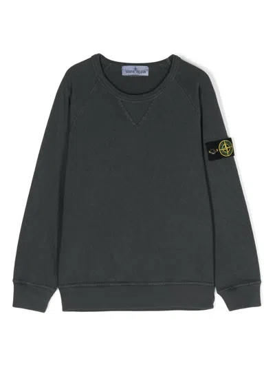 Stone Island Kids' Compass-badge Cotton Sweatshirt In Grey