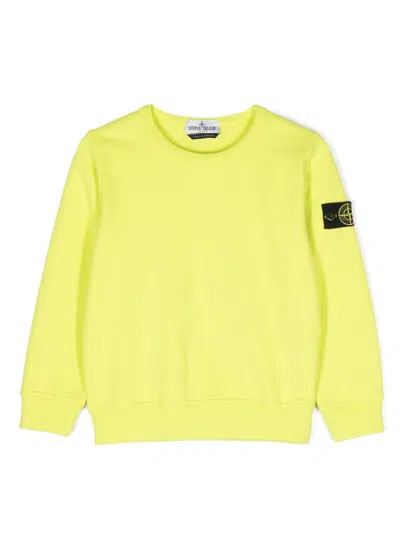 Stone Island Kids' Compass-badge Cotton Sweatshirt In Yellow