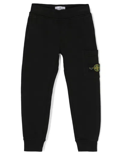 Stone Island Kids' Logo-patch Track Pants In Black