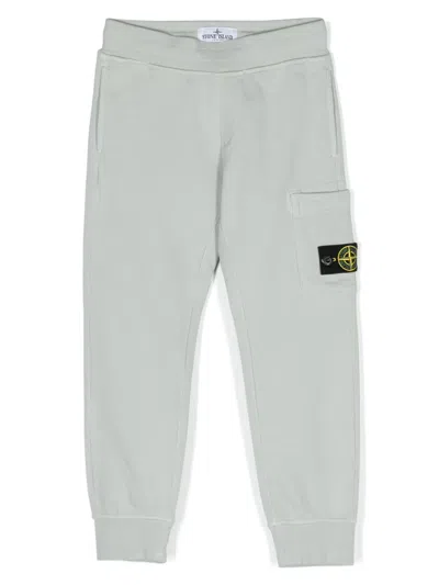Stone Island Kids' Compass-badge Cotton Track Pants In Grey