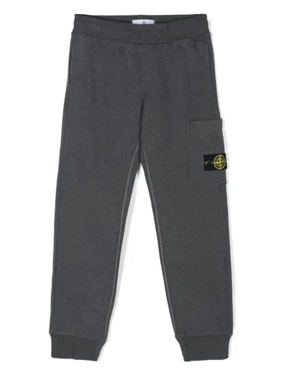 Stone Island Kids' Compass-badge Jersey Trousers In Grey