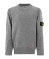 Stone Island Junior Compass Badge Crewneck Jumper In Gray