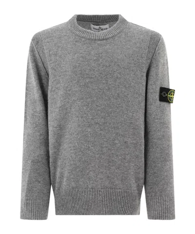 Stone Island Junior Compass Badge Crewneck Jumper In Gray