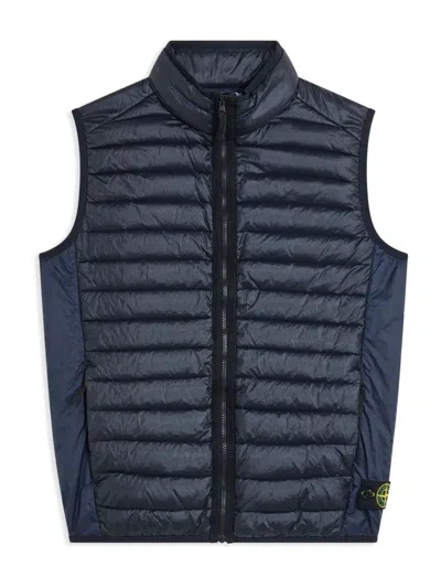 Stone Island Kids' Compass-badge Down Gilet In Blue