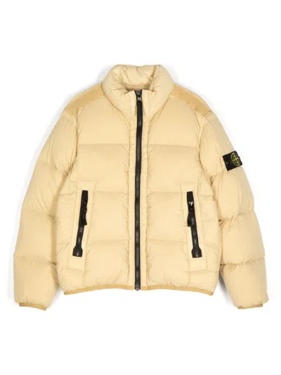 Stone Island Kids' Compass Down Jacket In Beige