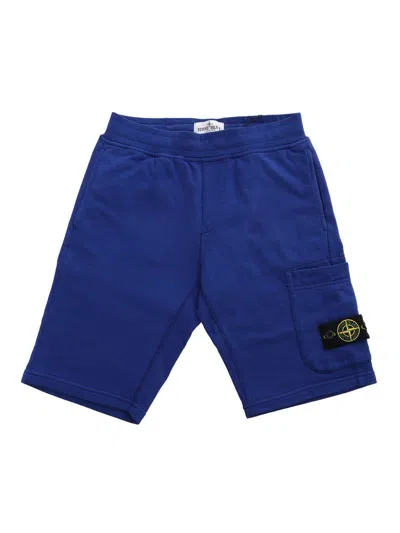 Stone Island Junior Kids' Compass-badge Cargo Shorts In Blue