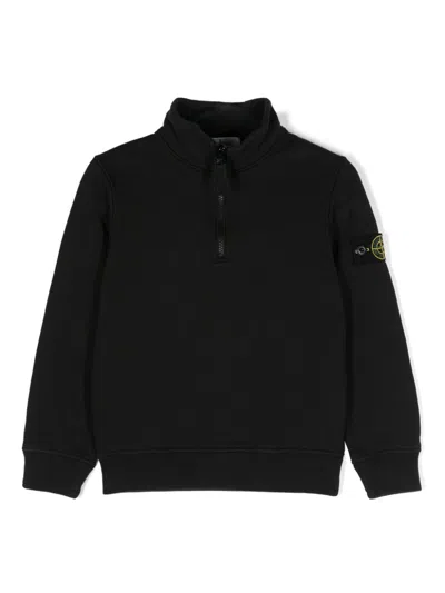 STONE ISLAND COMPASS-BADGE HALF-ZIPPED SWEATSHIRT
