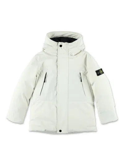 Stone Island Kids' Compass-badge Hooded Parka In White