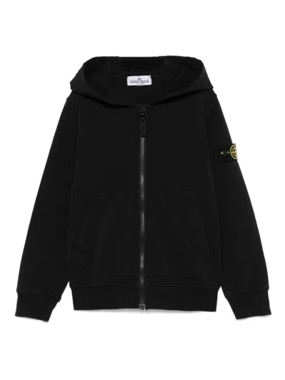 Stone Island Kids' Compass-badge Hoodie In Black