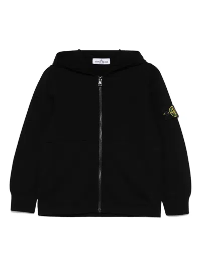 Stone Island Kids' Compass-badge Hoodie In Black