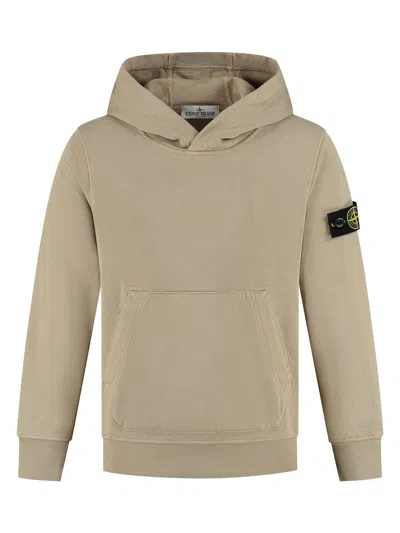 Stone Island Kids' Compass-badge Hoodie In Brown