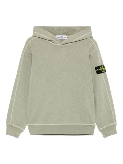 Stone Island Kids' Compass-badge Hoodie In Green