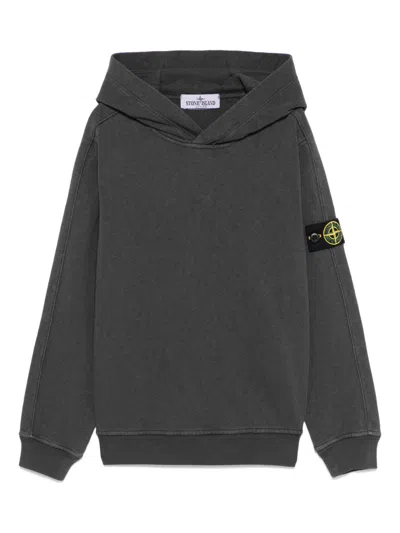 Stone Island Kids' Compass-badge Hoodie In Grey