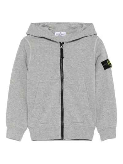 Stone Island Kids' Compass-badge Hoodie In Grey