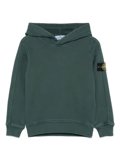 Stone Island Kids' Compass-badge Hoodie In Grün