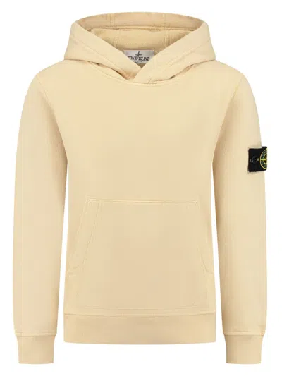 Stone Island Junior Compass-badge Hoodie In Nude