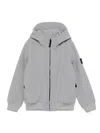 Stone Island Kids Gray Hooded Jacket In Grey