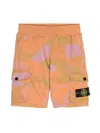 Stone Island Compass-motif Cargo Shorts In Arancione
