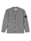Stone Island Compass Badge Knitted Cardigan In Grey