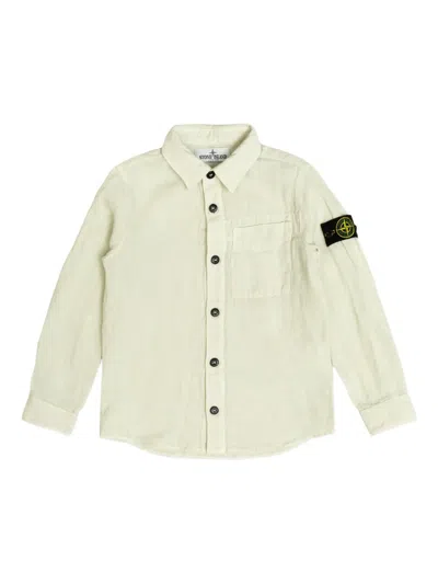 Stone Island Kids' Compass-badge Linen Shirt