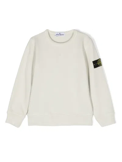 Stone Island Kids' Compass-badge Cotton Jumper In Neutrals