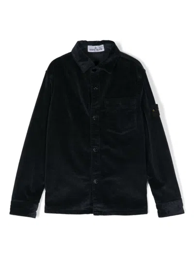 Stone Island Kids' Compass-badge Overshirt In Blue