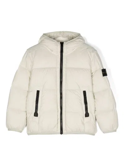 Stone Island Kids' Compass-badge Padded Jacket In White