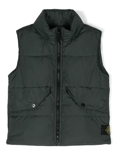 Stone Island Kids' Compass-badge Padded Vest In 绿色