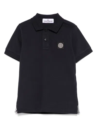 Stone Island Kids' Compass-badge Polo Shirt In Blue